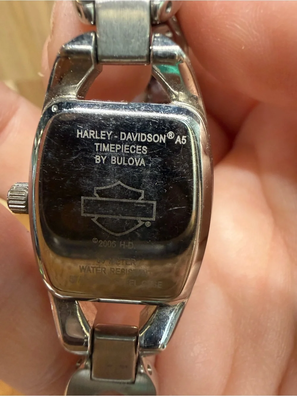 Harley Davidson Orange Bulova Women’s Watch Stainless Needs Battery